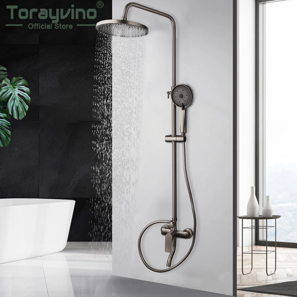 

Torayvino серый душевой смеситель для ванной комнаты в комплекте с насадкой, 2-ходовой смеситель с клапаном, ручной роскошный набор для водопроводного крана для ванны