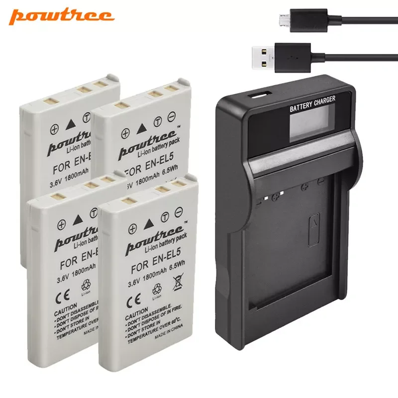 

2023New 1800mAh EN-EL5 Digital Camera Battery+USB Charger for Nikon Coolpix P4 P80 P90 P100 P500 P510 P520 P530 P5000 P5100 L10