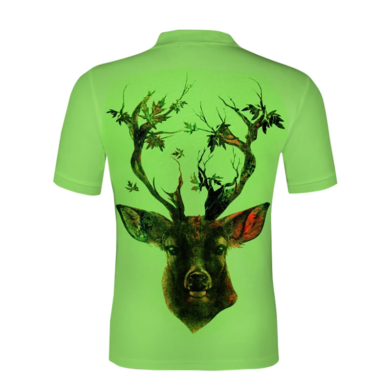 

Short-sleeved polo shirt men's cotton breathable deer print top fashion European station trend summer slim men clothing Golf tee