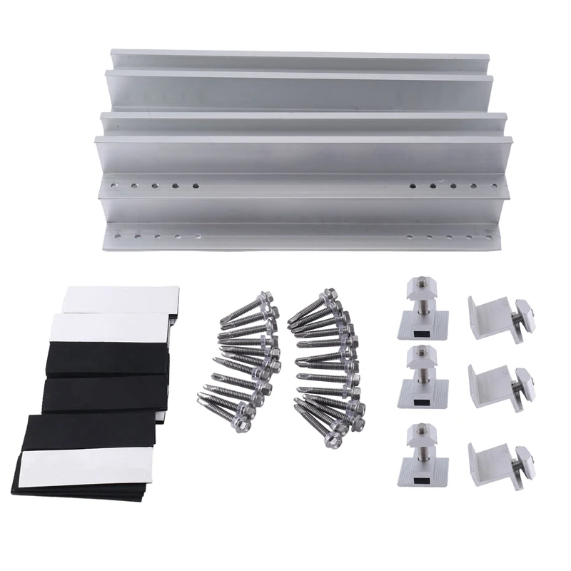 

Mini Rail Solar Bracket Kit Solar Bracket Aluminium Alloy 30Cm Mini Rail Solar Bracket 6 Rails + 4 Side Press + 2 Medium Press