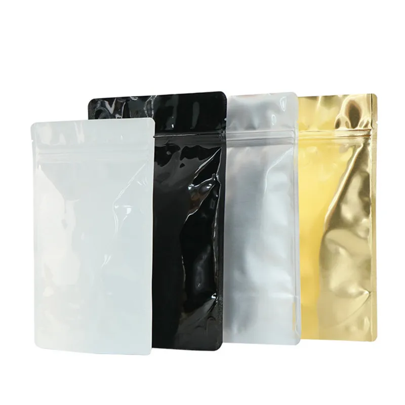 

50PCS Glossy Aluminum Foil Ziplock Packaging Bag Resealable Spice Coffee Snack Sugar Biscuit Fruits Xmas Gifts Storage Pouches