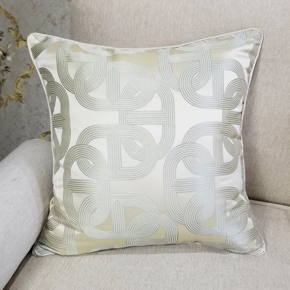 Contemporary Geometric Beige Pillow Case Gold Silver Ellipse Sofa Chair Designer Cushion Cover Decorative Square Home 45x45cm
