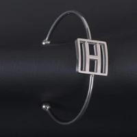 new arrive h letter stainless steel silver color name bangle