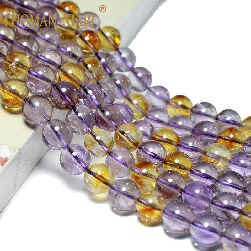 

LUOMAN XIARI Природный Аметрин кварцевые круглые бусины с камнем, кристаллы для изготовления ювелирных изделий, Diy браслет, ожерелье, материал 38 см