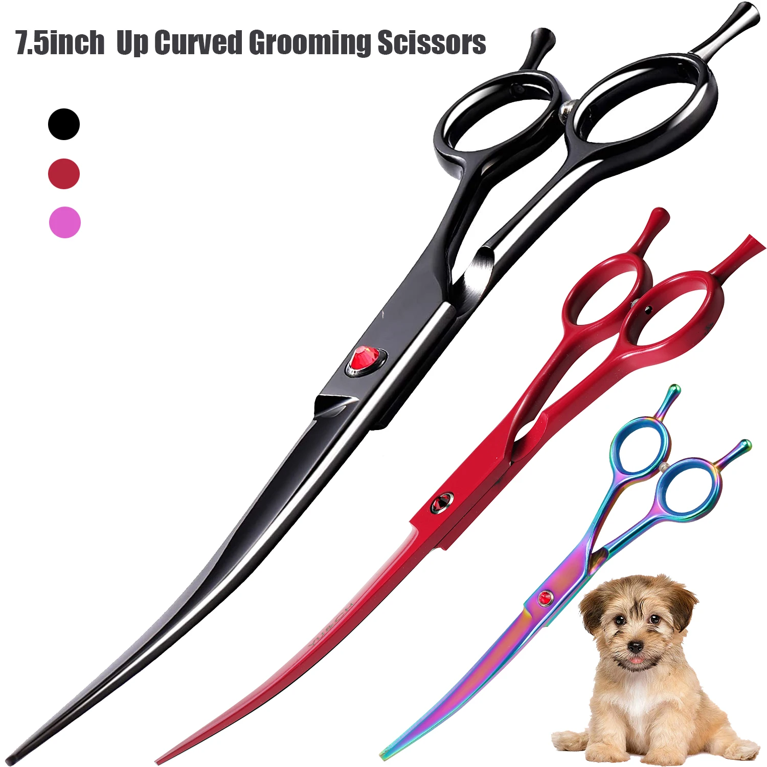 

Ручные изогнутые ножницы для собак, профессиональные Левые ножницы для ухода за домашними животными, парикмахерские щетки для правой шерсти, 7,5 дюйма, уход и