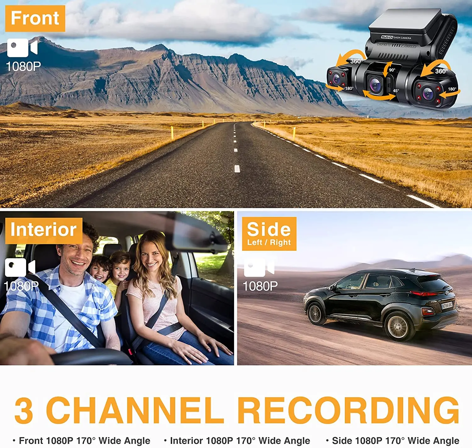 4 Channel 4*1080P Car DVR 2K+2*1080P Dash Cam WiFi GPS WDR 8 Infrared Light Night Vision 170° Camera 24Hous Parking 256GB |