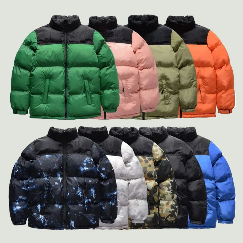 

New Winter Thickened Parka Men's Fashion Street Patchwork Stand Collar Jacket Solid Color Warm Couple Down Coat Casual Loose