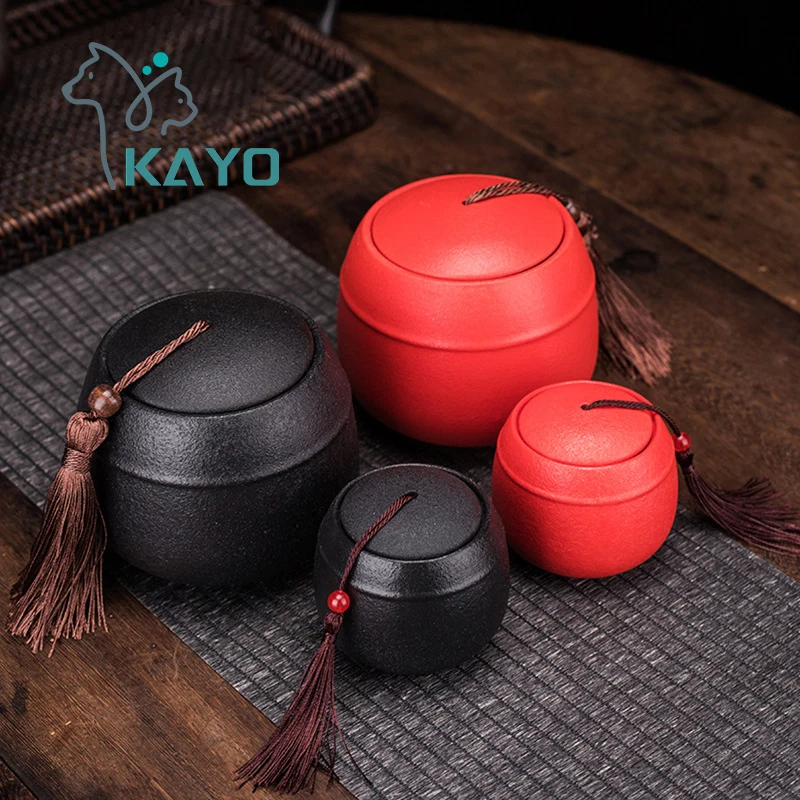 Черный керамический шкатулка грубый памятный контейнер плотно закрывающий