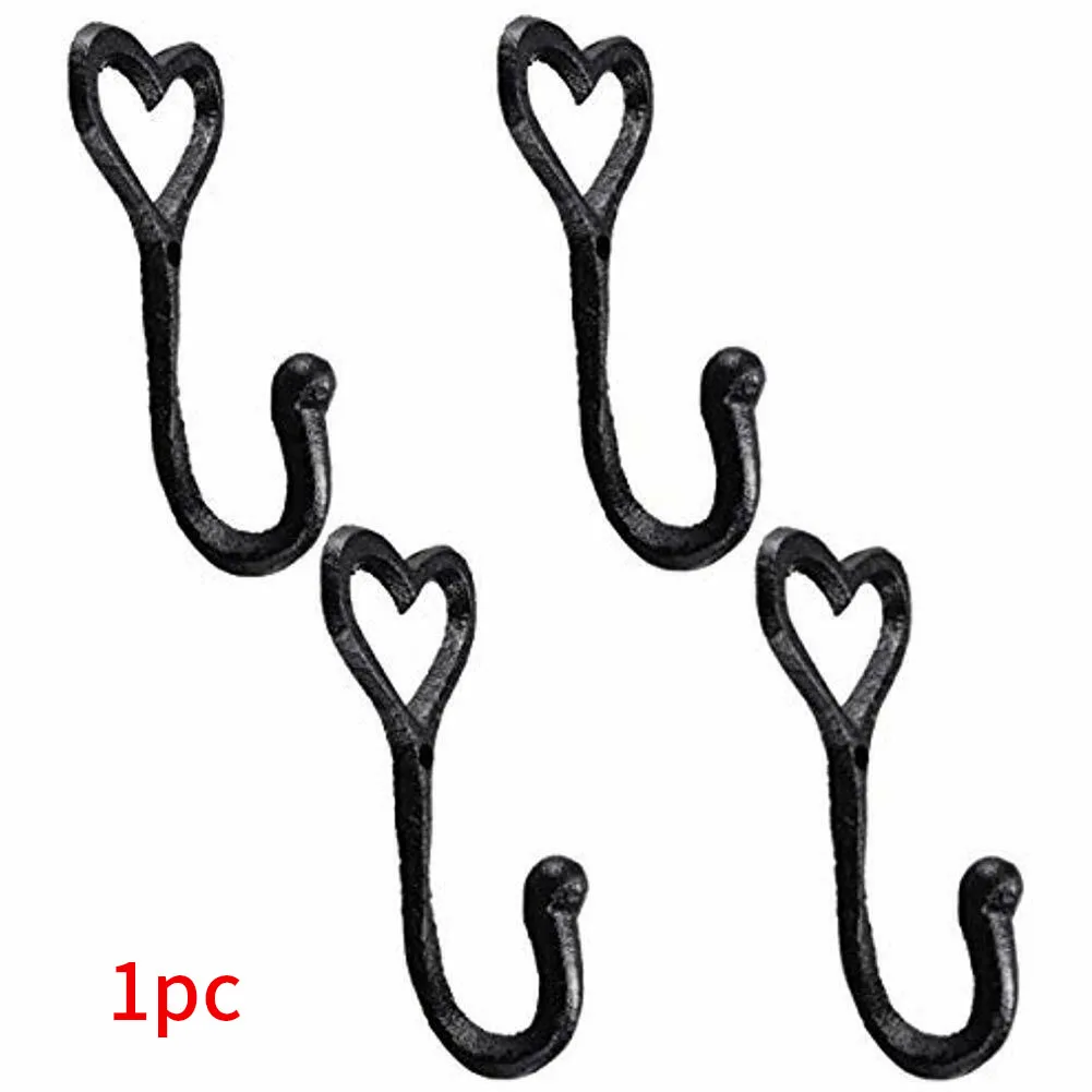 

Heart Shape Decorative Iron Home Hat Black Bedroom Wall Mounted Vintage Coat Storage Hanger Hook Door Holder