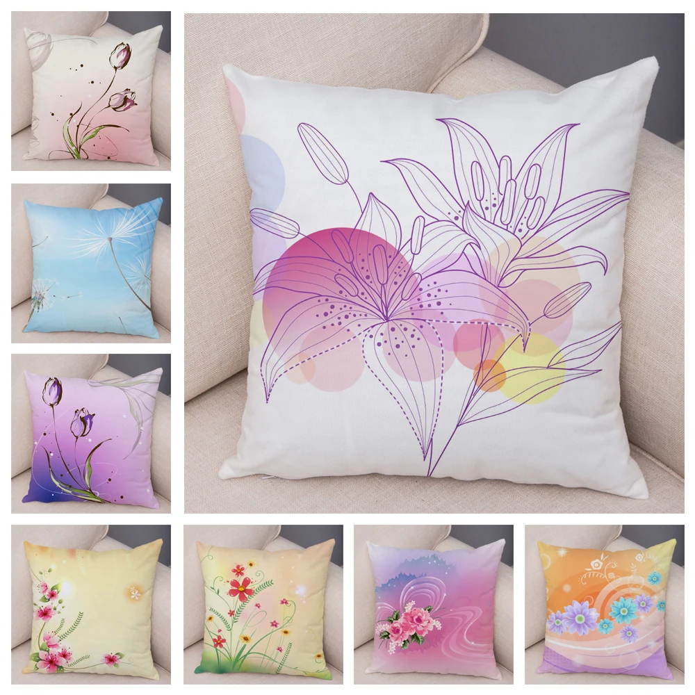 

Nordic Floral Art Luxury Body Throw Pillow Case Cushion Cover Home Living Room Decorative Pillows For Sofa Bed Car 45*45 Nordic