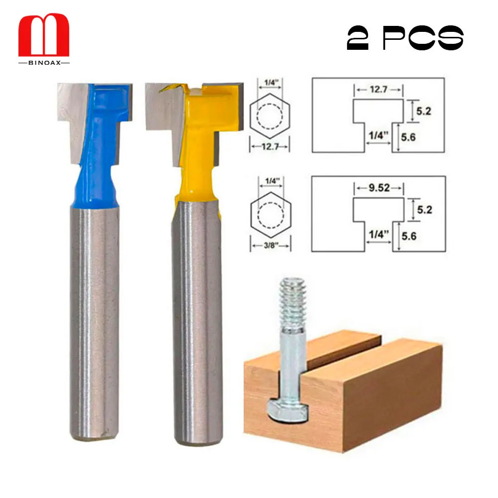 

2 pcs T-Slot Cutter Router Bit for 1/4" Hex Bolt- 6.35/8mm Shank