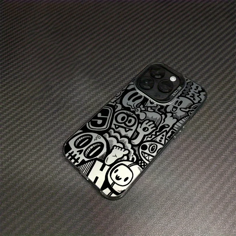 Черный чехол для телефона с граффити Iphone16 15/15Plus/15Pro/15Promax Iphone 14/14Plus/14Pro/14Promax