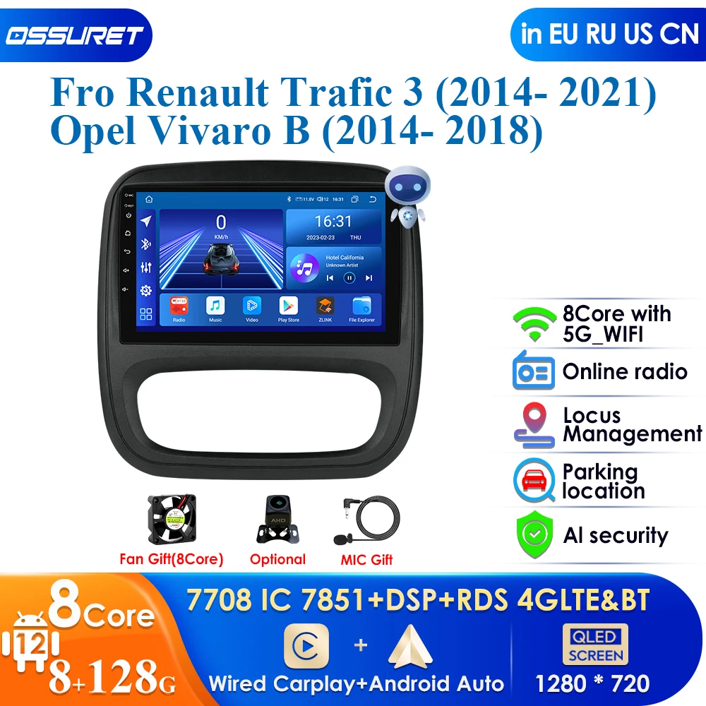 

Carplay 4G DSP QLED Screen 2din Android Autoradio for Renault Trafic 3 / Opel Vivaro B Car Radio Multimedia Video Player GPS RDS