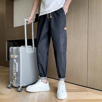 mens jeans summer thin fashion small leg loose casual black pants trend versatile dad 2022 new college korean recommend