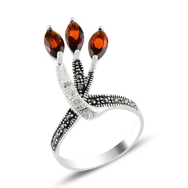 

Серебро 925 пробы гранат, циркон и марказит кольцо
