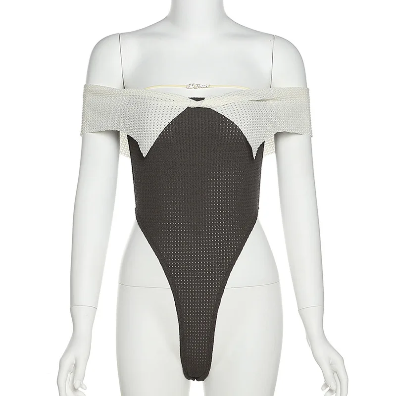 

Summer new women's street fashion slim slash neck women's bodysuit