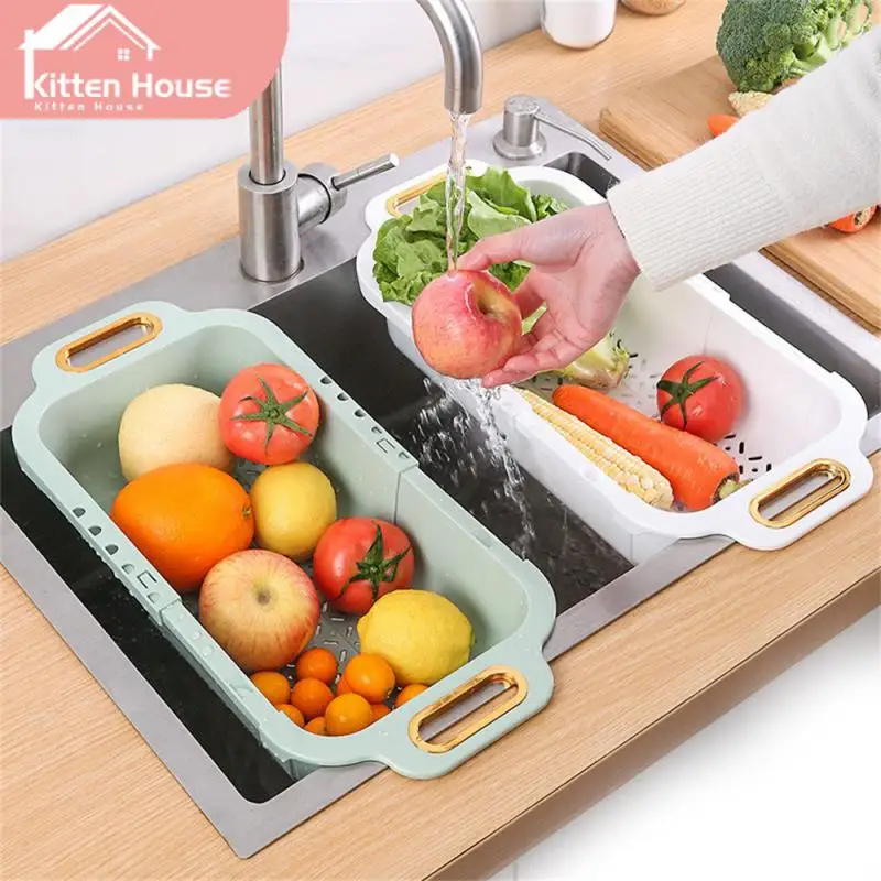 

Freely Retractable Fruit Plate Fine Drain Hole Design Double-layer Design Kitchen Wash Basin Baskets Home Sink Filter Basket