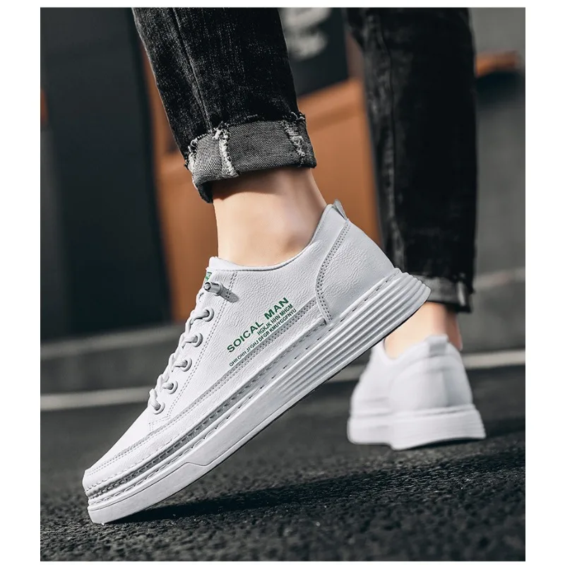 Кроссовки мужские из натуральной кожи Вулканизированная подошва теннисные