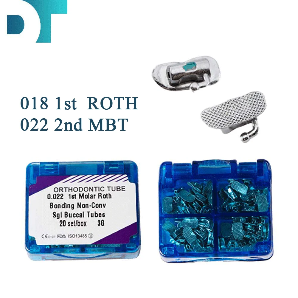 

1st /2nd Molar Buccal Tube Bondable Monoblock Non-Convertible Single Roth/MBT 0.018/0.022 Mesh Base 80PCS