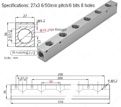 

Дистрибьютор пневматического коллектора, 1/2 дюйма, 1/4 дюйма, быстрое устройство, алюминиевый разделитель блока, 2, 3, 4, 5, 6, 7, 8, 9, 10 каналов