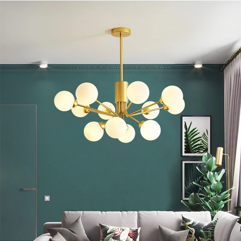 

Glass Chandelier Postmodern magic bean globe chandelier lighting living room lamp simple creative dining room hanging lamp