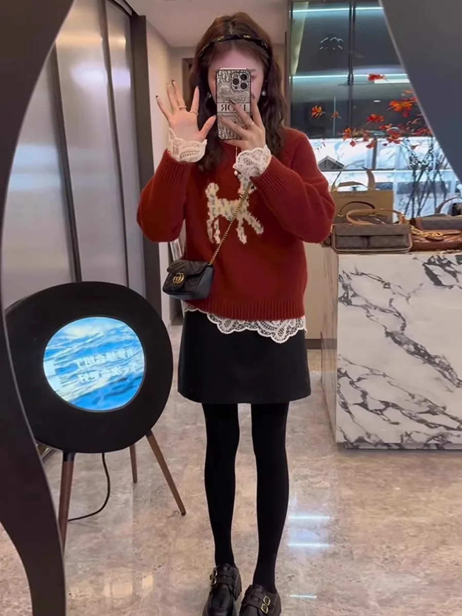 Осенне-зимний свитер соответствующий полный комплект новинка 2024 корейская серия