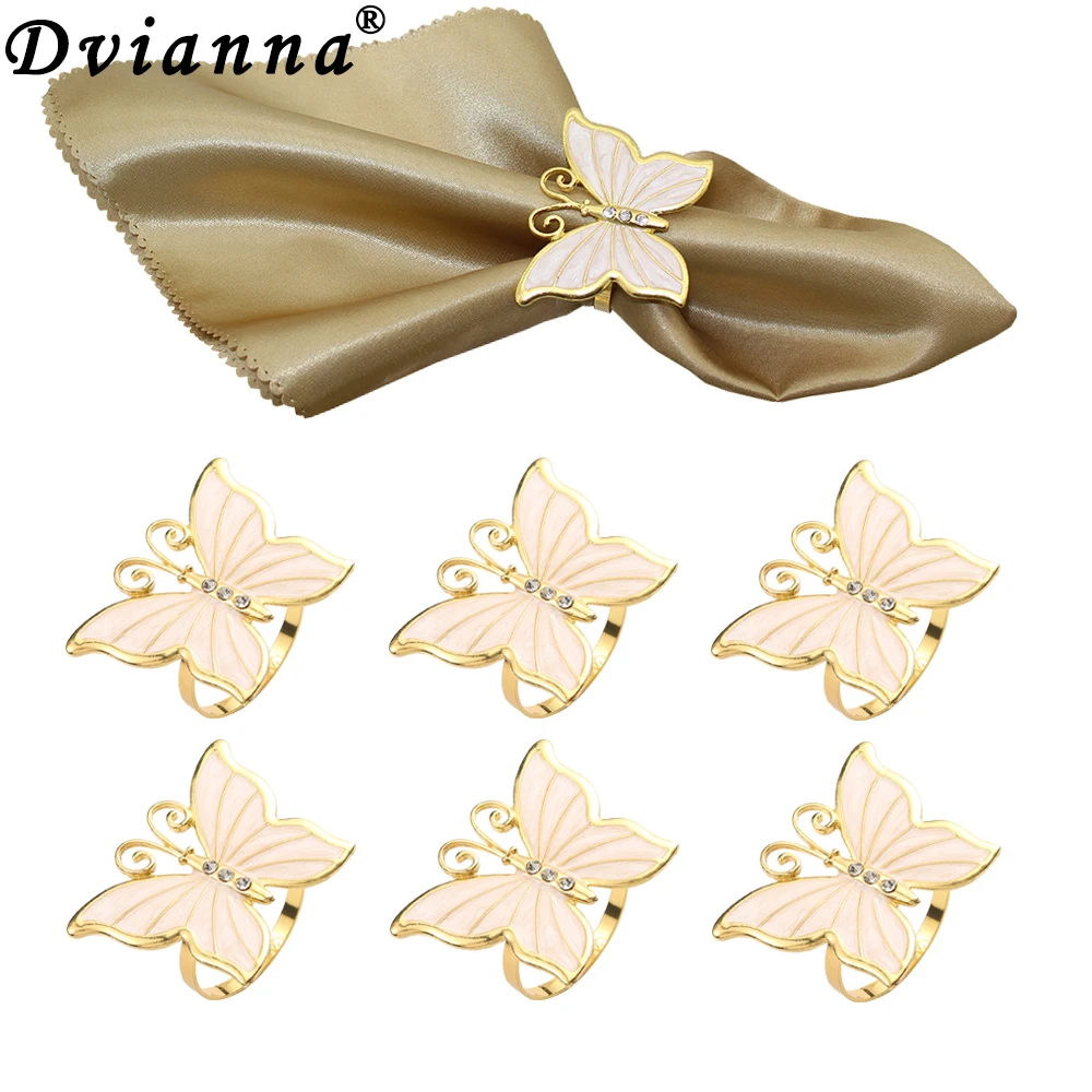 

Dvianna 6Pcs Butterfly Napkin Ring Metal Napkin Holders for Party Decoration Dinning Table Everyday Family Gatherings HWW08