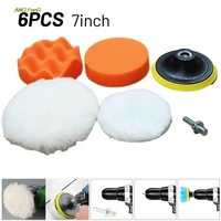 6pcs car buffing pads polishing sponge set waxing foam polisher kit for drill