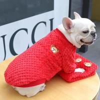 cat and dog clothing autumn and winter puppy clothes christmas pet wool sweater coral fleece warm vest french bulldog chihuahua