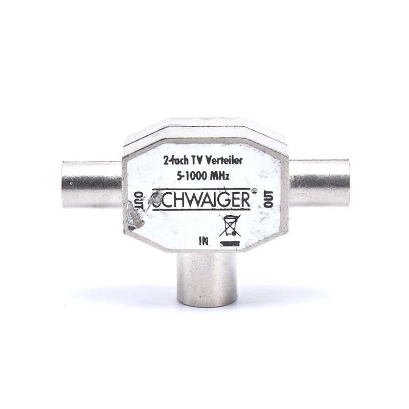 

2 Way TV Splitter Connector Coaxial T Type 9.5 Male To Female Antenna Plug Conve