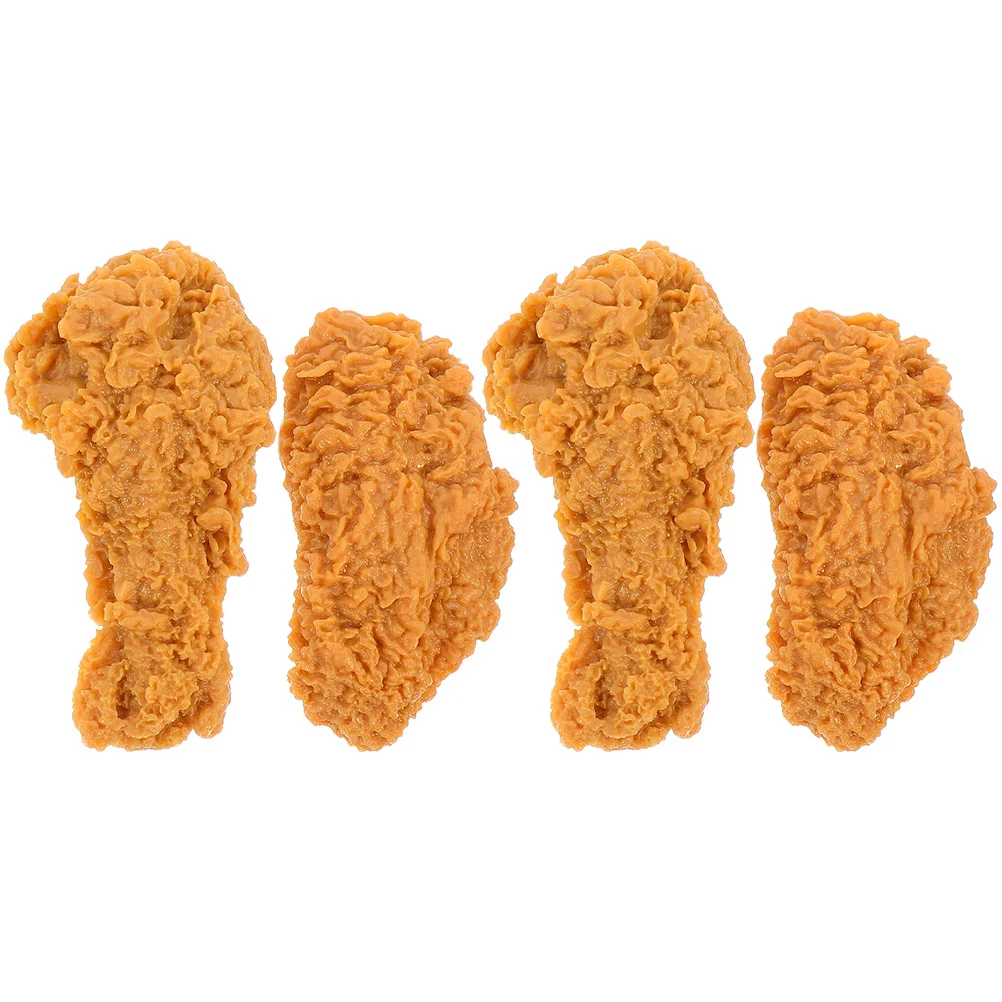 

4 Pcs Toys Simulation Chicken Leg Wings Fake Store Supplies Faux Food Decor Wear-resistant Drumstick Pvc Child
