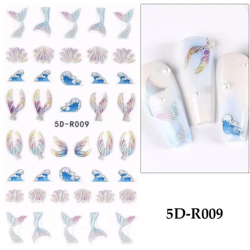 Наклейка около 2 г красочный Маникюр Русалка рельефный дизайн ногтей богатый