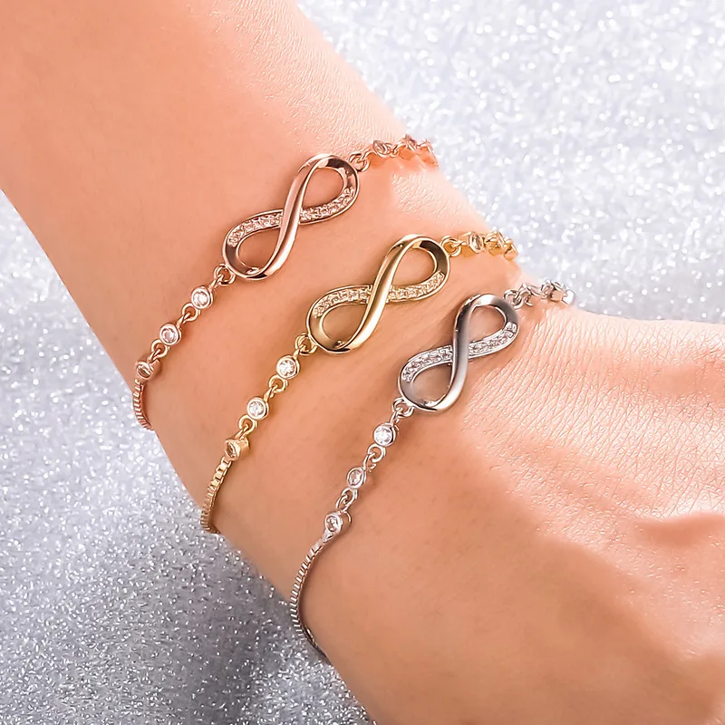 

Rhinestone Infinity Bracelet 8 Number Pendant Charm Blange Couple Bracelets for Lover Friend Women Gifts Men Women Jewelry