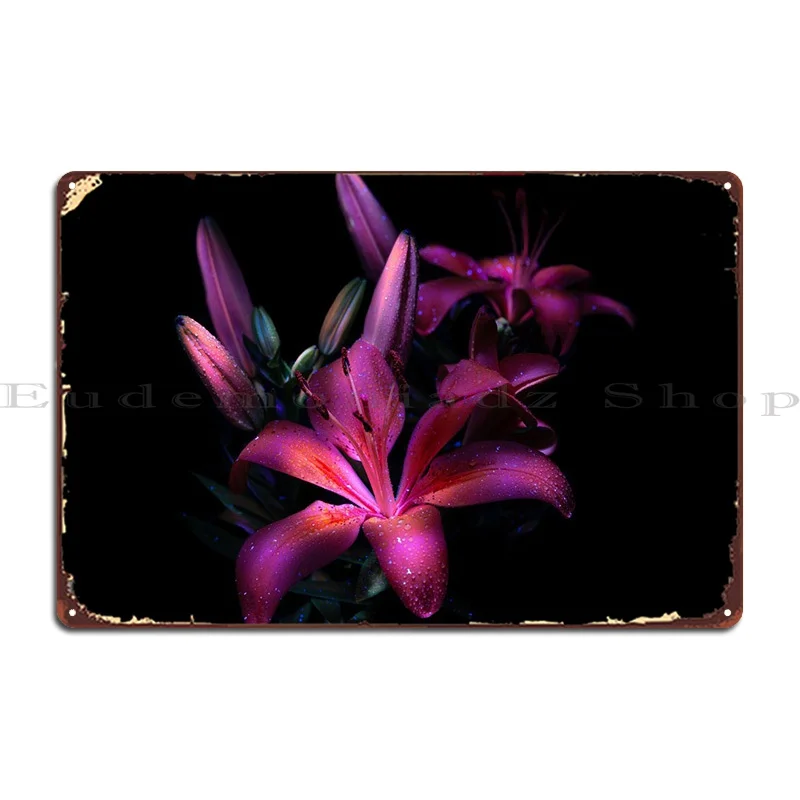 

Фиолетовый цветочный металлический знак, настенная роспись, табличка, дизайн, классический оловянный знак, плакат