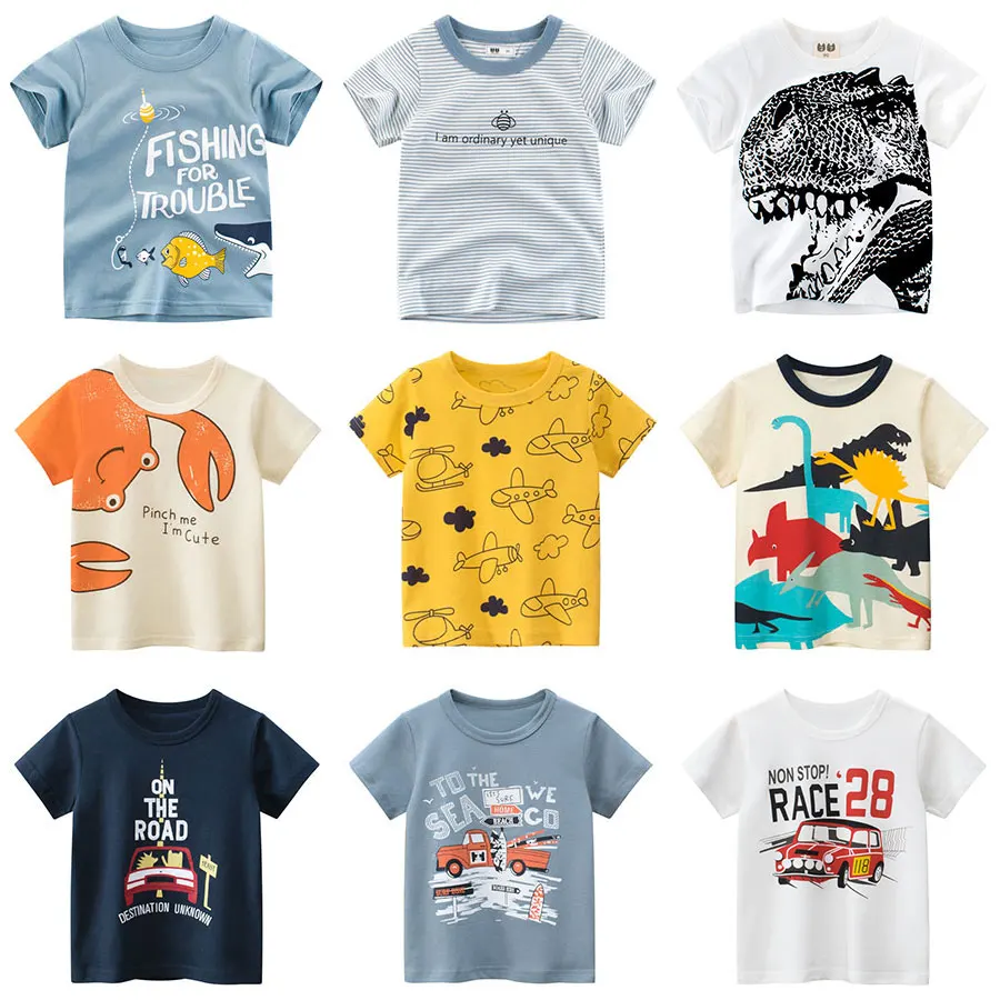 

Kids T-Shirts For Boys Girls Cartoon Tops Summer New 100% Cotton Child T-Shirt Baby Casual Clothes 1-9Y Children's Clothing D002