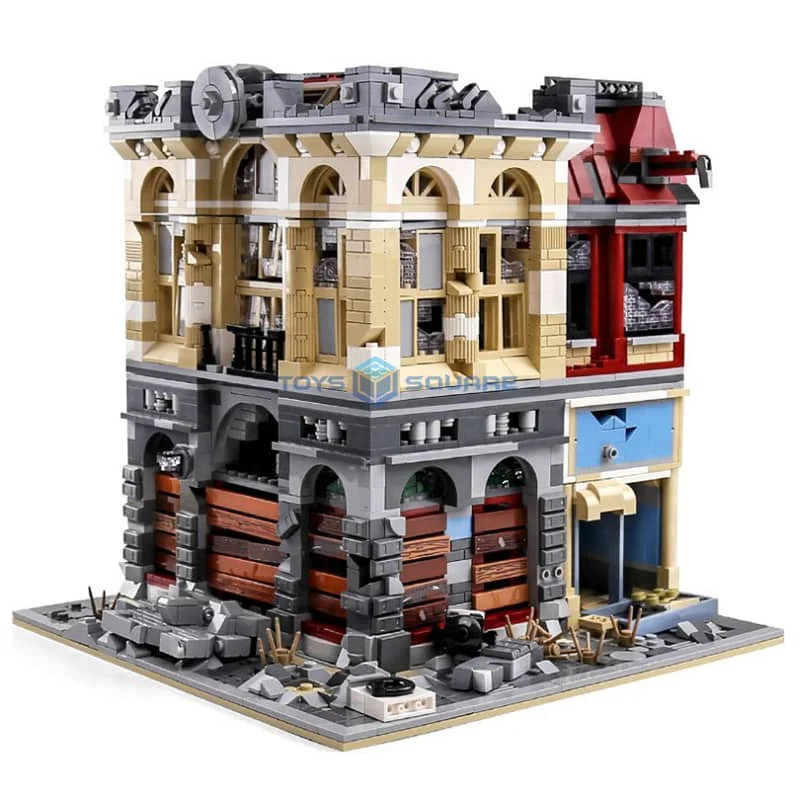 

The Apocalypse Last Days Of World Doomsday Brick Bank Headquarters Model Building Blocks MOC Bricks Set With 2 Action Figures