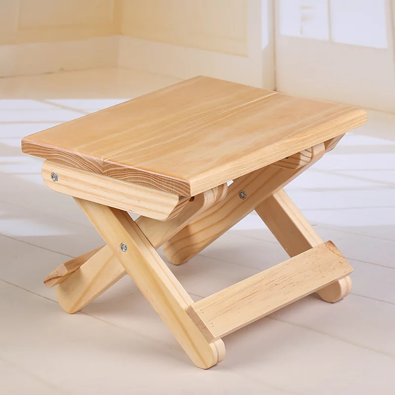 

Pine Solid wood folding small stool portable household solid wood Mazza outdoor fishing chair small bench square stool