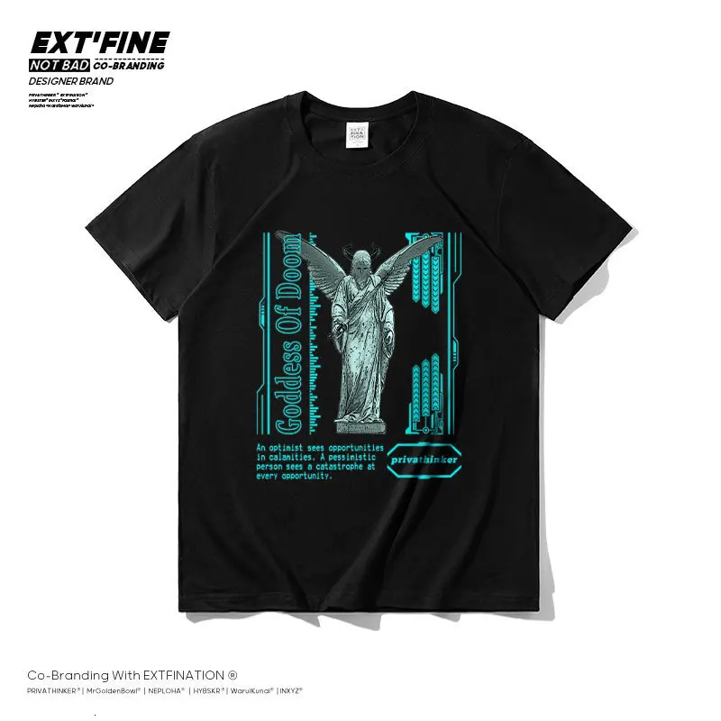 

Повседневные мужские футболки ExtFine с изображением богини Дума, модные черные рубашки в стиле ретро, мужские летние топы, футболка, новинка ...