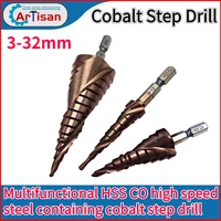 m35 cobalt step drill bit hss co hssco high speed steel cone hex shank metal drill bits tool set drilling with electric drill