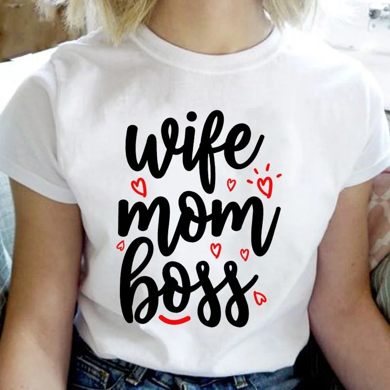

T-shirt Women Letter Short Sleeve Mom Cartoon Ladies Mama 90s Trend T Shirt Mother Tee Top