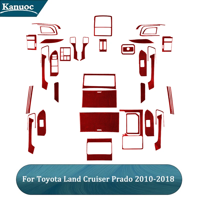 

Красные наклейки из углеродного волокна для Toyota Land Cruiser Prado 2010-2018, Обложка рамы, декоративные аксессуары для салона автомобиля