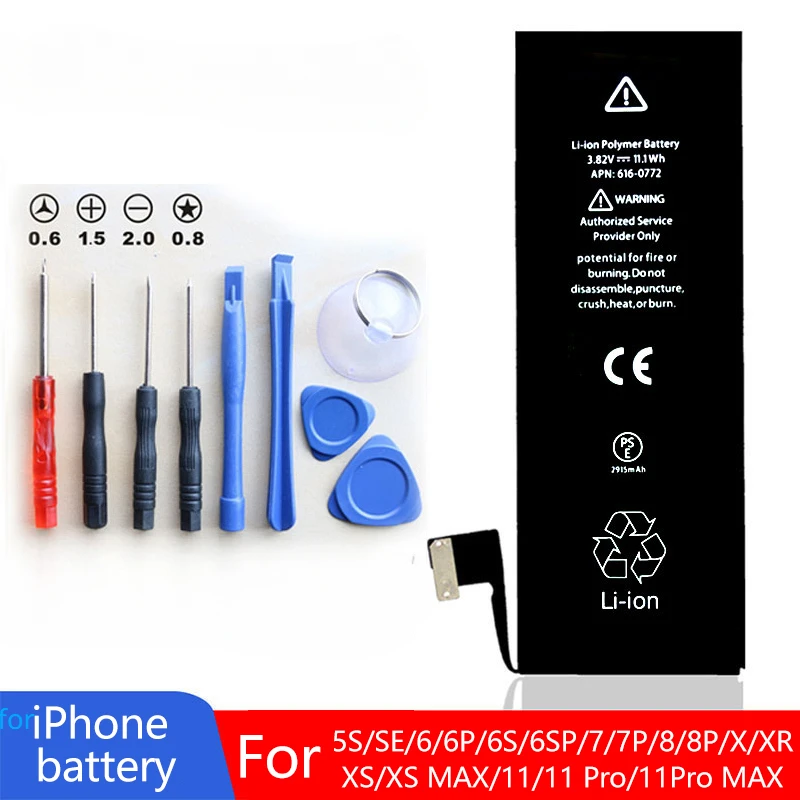 

High Capacity Phone Battery New for Apple 5 S SE 6 7 8 Plus 10 11 X Xr Xs Max Replacement Batteries for IPhone 6S