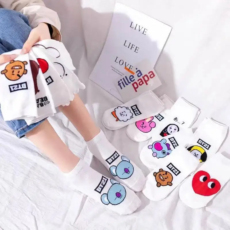 

BT21 Socks Cotton Socks Summer Puppy Bunny Lamb Pony Love Biscuit Cute BTS Cute Shallow Mouth Women's Socks