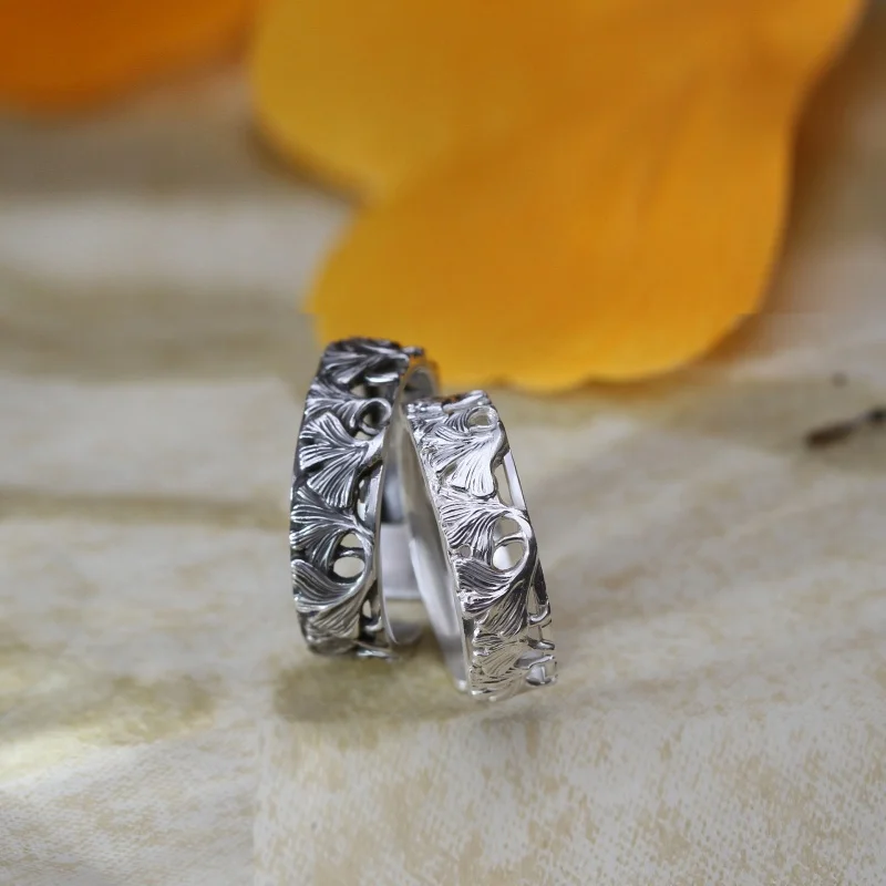 Buyee 925 пробы серебряные парные кольца наборы красивые пряничные листья милые на