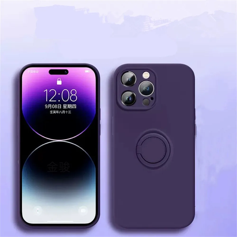 

Темно-фиолетовый чехол для iphone 14 pro, мягкие силиконовые защитные чехлы, дизайнерские защитные чехлы с кольцевой застежкой для камеры, чехол ...