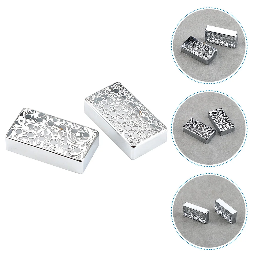 

2 Pcs Electric Guitar Accessories Pickup Frames Replacement Parts Metal Covers Bridge