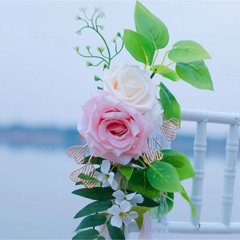 

New European and American chair back flowers creative fresh party wedding decoration flowers