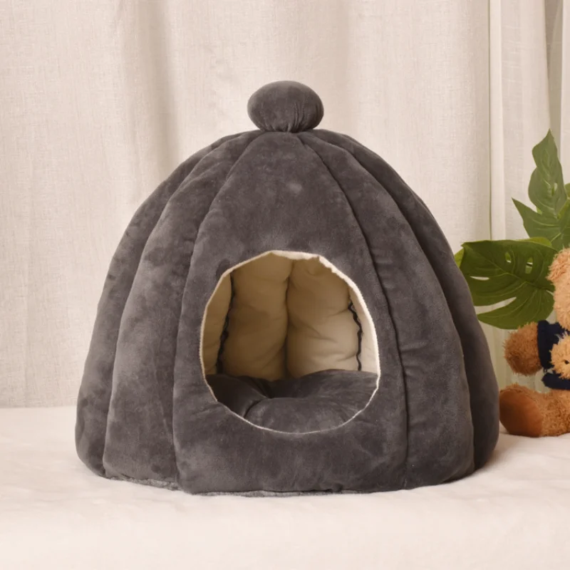 

Warm Cat Cave Bed Pumpkin Hooded Dog Bed Kennel Warming Cuddler Sleeping House Cushion for Small Cats Dogs Puppy Kitten Rabbit