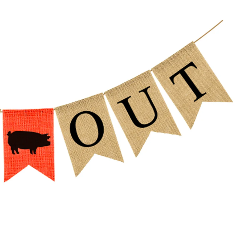 Креативные баннеры для вечеринок на тему фермы буквы PIG OUT декоративный баннер из