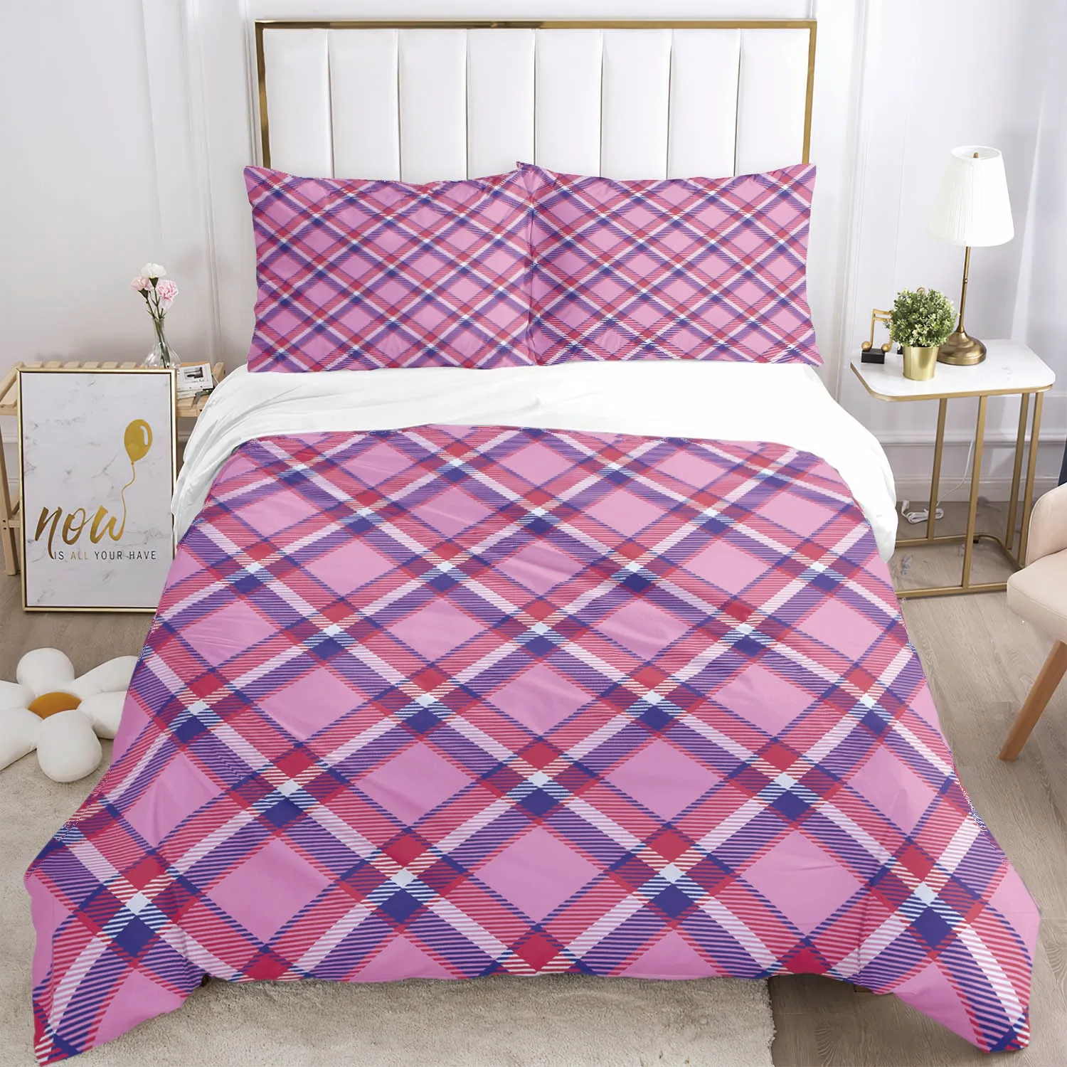 

Vintage plaid pattern Polyester Bedding Sets Child Kids Covers Boys Bed Linen Set for Teens bedding set bed comforter set